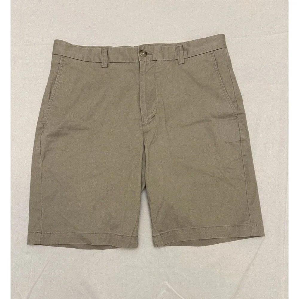 Vineyard Vines 9 Breaker Shorts Mens 32 Beige Cotton Classic Flat Front Uniform
